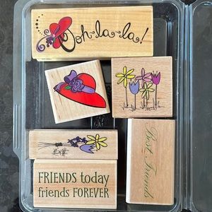 Miscellaneous Red Hatters Friendship Flowers wooden rubber stamps